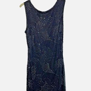 Mac Duggal cocktail dress beaded sleeveless VTG